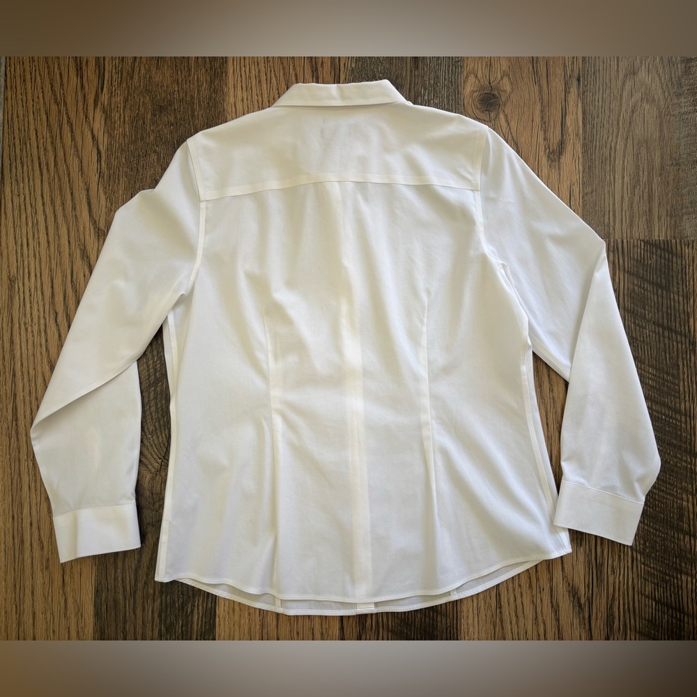 Talbots Womens White Solid Button Up Long Sleeve … - image 8